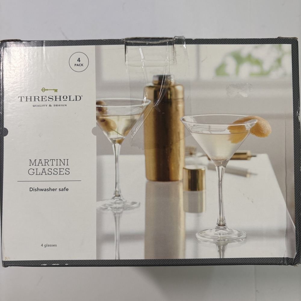Threshold Martini Glasses Set of 4 — New in Box — Dishwasher Safe Very Nice